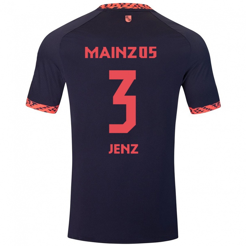 Kandiny Bambino Maglia Moritz Jenz #3 Blu Corallo Rosso Kit Gara Away 2024/25 Maglietta