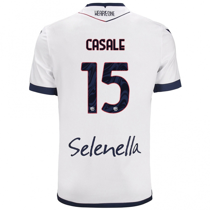 Kandiny Bambino Maglia Nicolò Casale #15 Bianco Blu Reale Kit Gara Away 2024/25 Maglietta