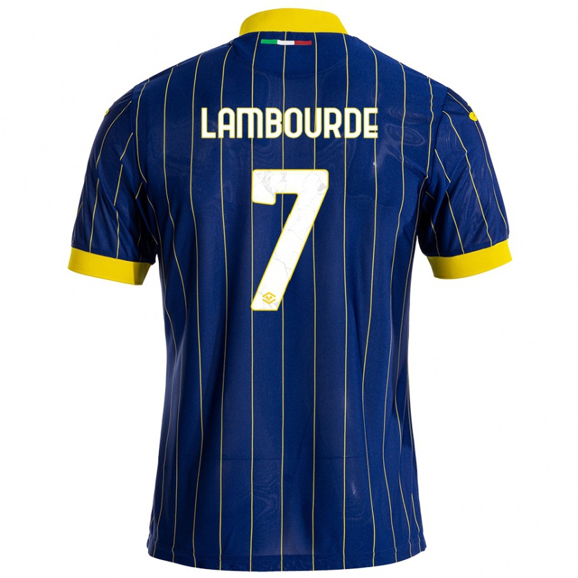 Kandiny Bambino Maglia Mathis Lambourde #7 Blu Giallo Kit Gara Home 2024/25 Maglietta