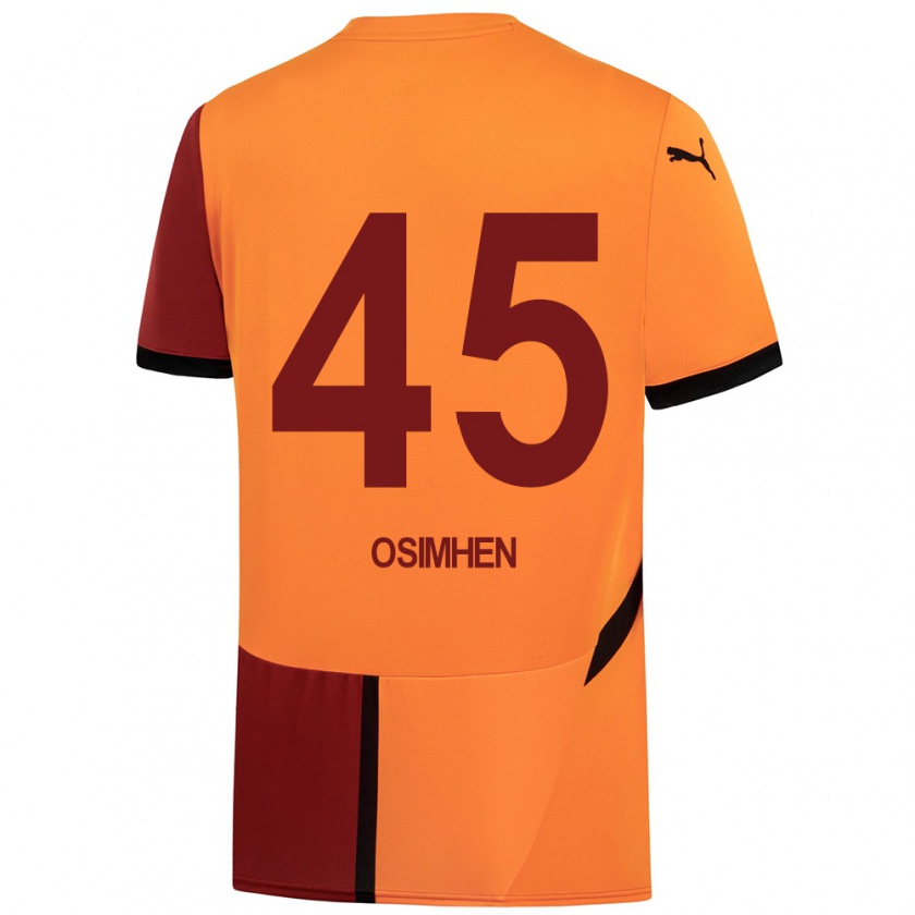 Kandiny Bambino Maglia Victor Osimhen #45 Giallo Rosso Kit Gara Home 2024/25 Maglietta