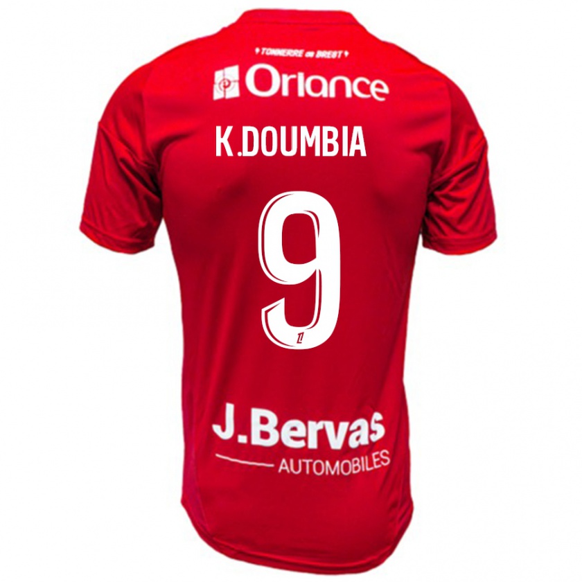 Kandiny Bambino Maglia Kamory Doumbia #9 Rosso Bianco Kit Gara Home 2024/25 Maglietta