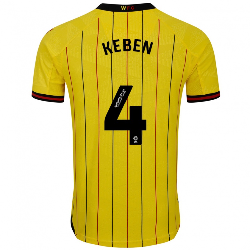 Kandiny Bambino Maglia Kévin Keben #4 Giallo Nero Kit Gara Home 2024/25 Maglietta