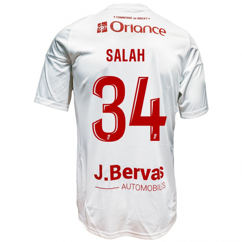 Kandiny Bambino Maglia Ibrahim Salah #34 Bianco Rosso Kit Gara Away 2024/25 Maglietta