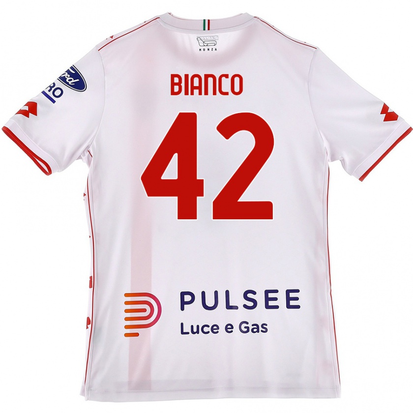 Kandiny Bambino Maglia Alessandro Bianco Rosso #42 Bianco Rosso Kit Gara Away 2024/25 Maglietta