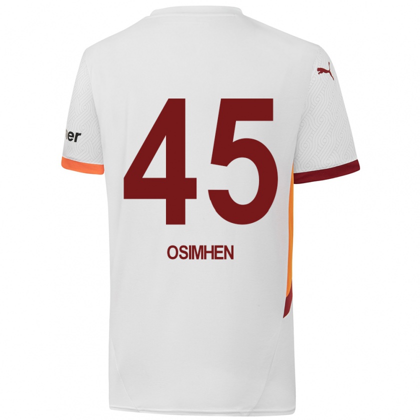 Kandiny Bambino Maglia Victor Osimhen #45 Bianco Giallo Rosso Kit Gara Away 2024/25 Maglietta