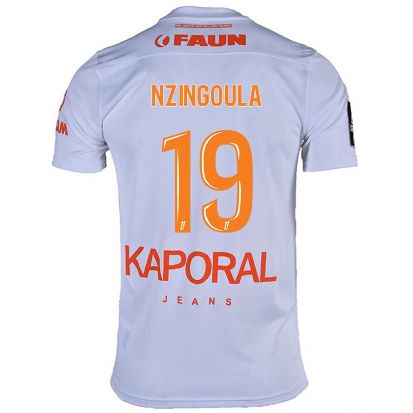 Kandiny Bambino Maglia Rabby Nzingoula #19 Bianco Kit Gara Away 2024/25 Maglietta