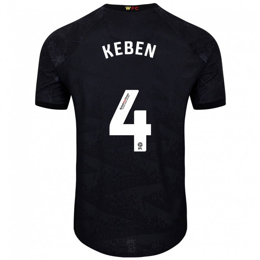 Kandiny Bambino Maglia Kévin Keben #4 Nero Bianco Kit Gara Away 2024/25 Maglietta