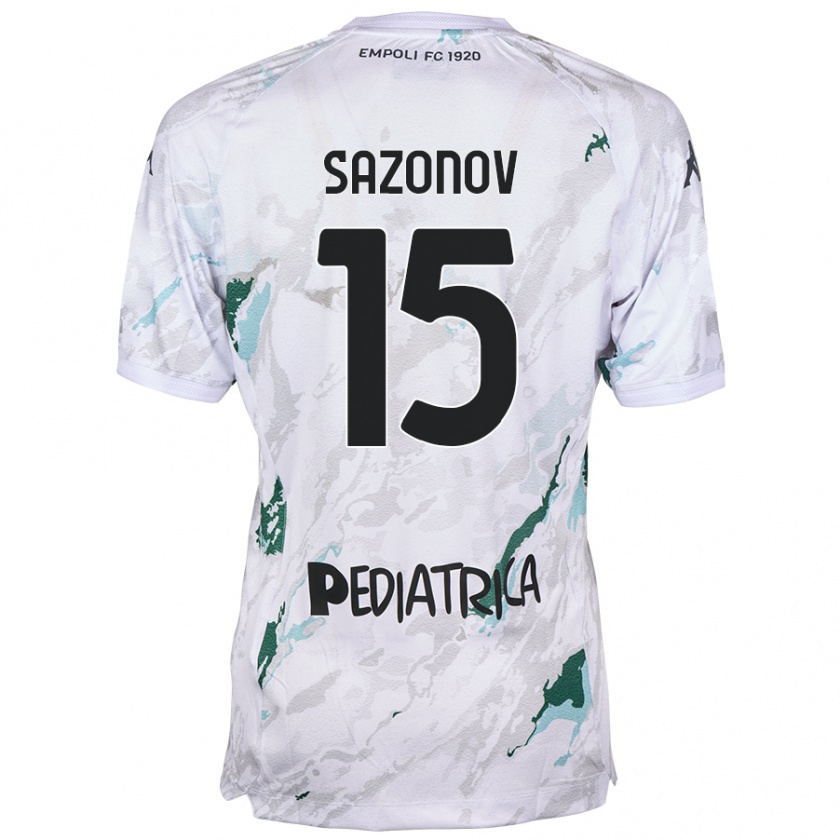 Kandiny Bambino Maglia Saba Sazonov #15 Grigio Kit Gara Away 2024/25 Maglietta