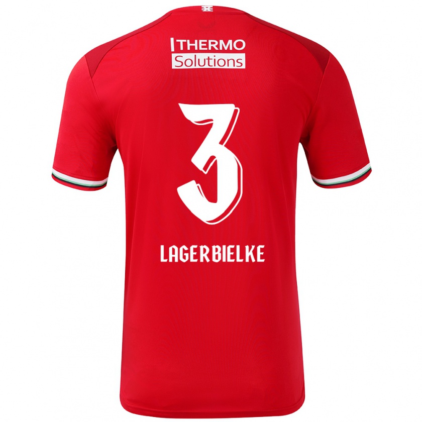 Kandiny Bambino Maglia Gustaf Lagerbielke #3 Rosso Bianco Kit Gara Home 2024/25 Maglietta