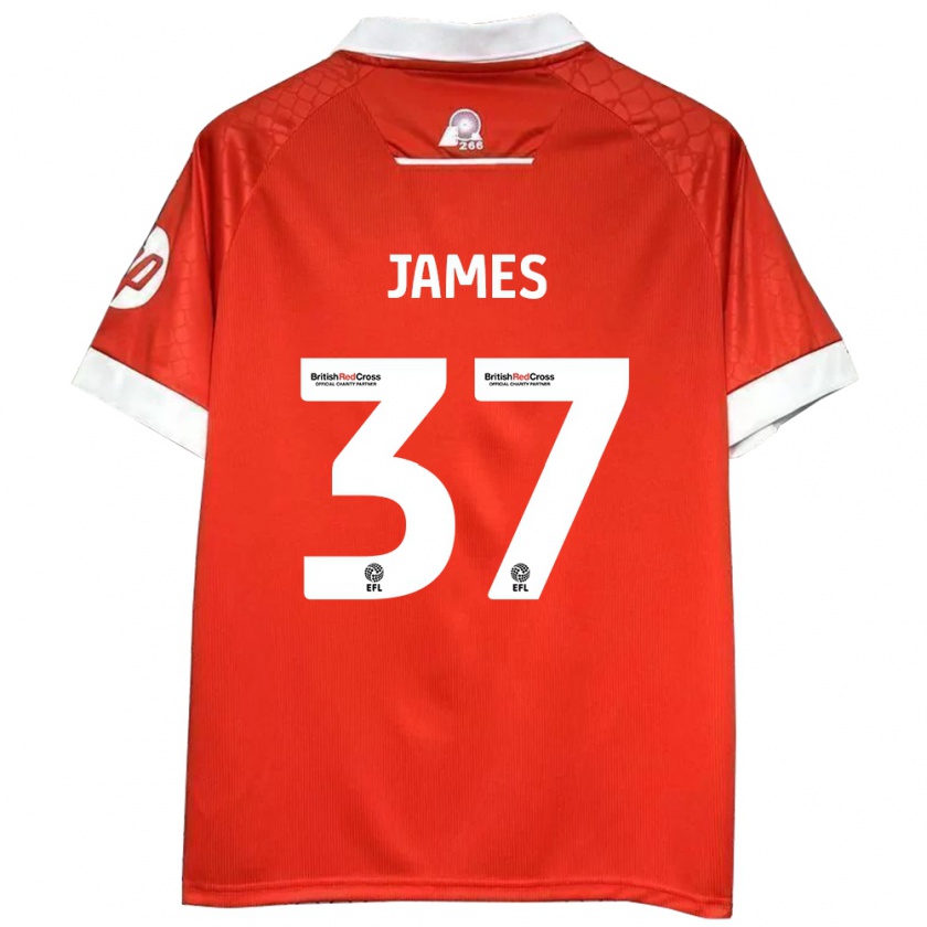 Kandiny Bambino Maglia Matty James #37 Rosso Bianco Kit Gara Home 2024/25 Maglietta