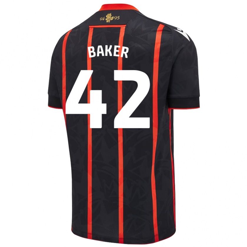 Kandiny Bambino Maglia Lewis Baker #42 Nero Rosso Kit Gara Away 2024/25 Maglietta