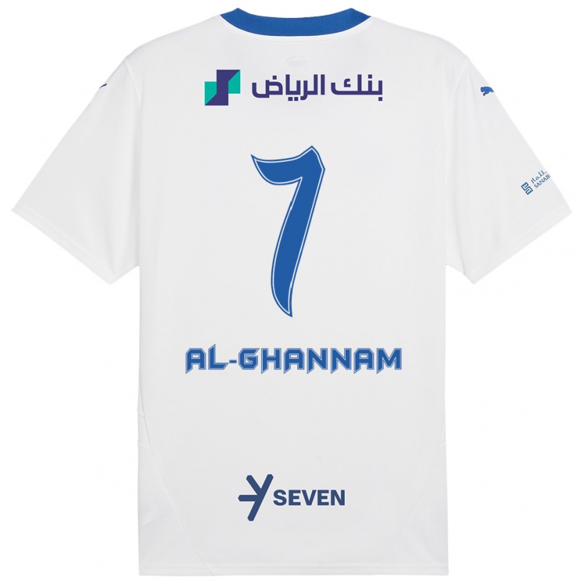 Kandiny Bambino Maglia Khalid Al-Ghannam #7 Bianco Blu Kit Gara Away 2024/25 Maglietta