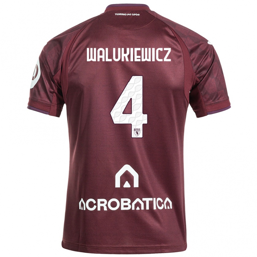 Kandiny Bambino Maglia Sebastian Walukiewicz #4 Marrone Bianco Kit Gara Home 2024/25 Maglietta