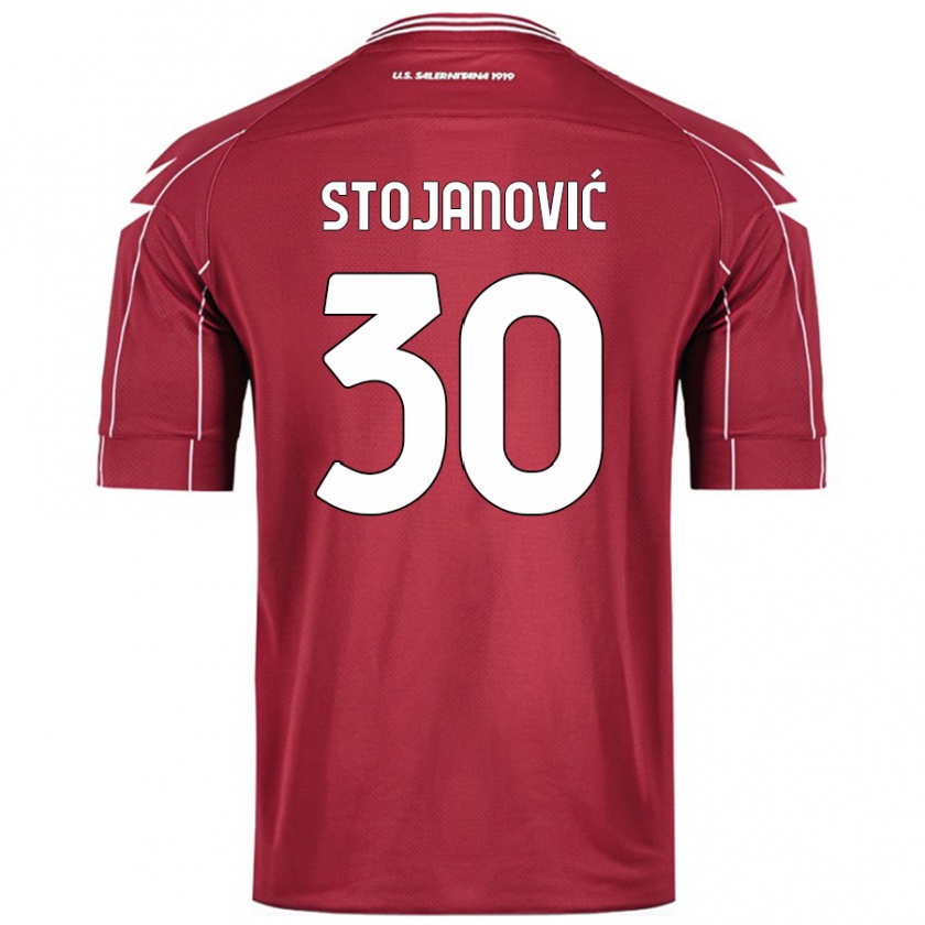 Kandiny Bambino Maglia Petar Stojanović #30 Borgogna Kit Gara Home 2024/25 Maglietta