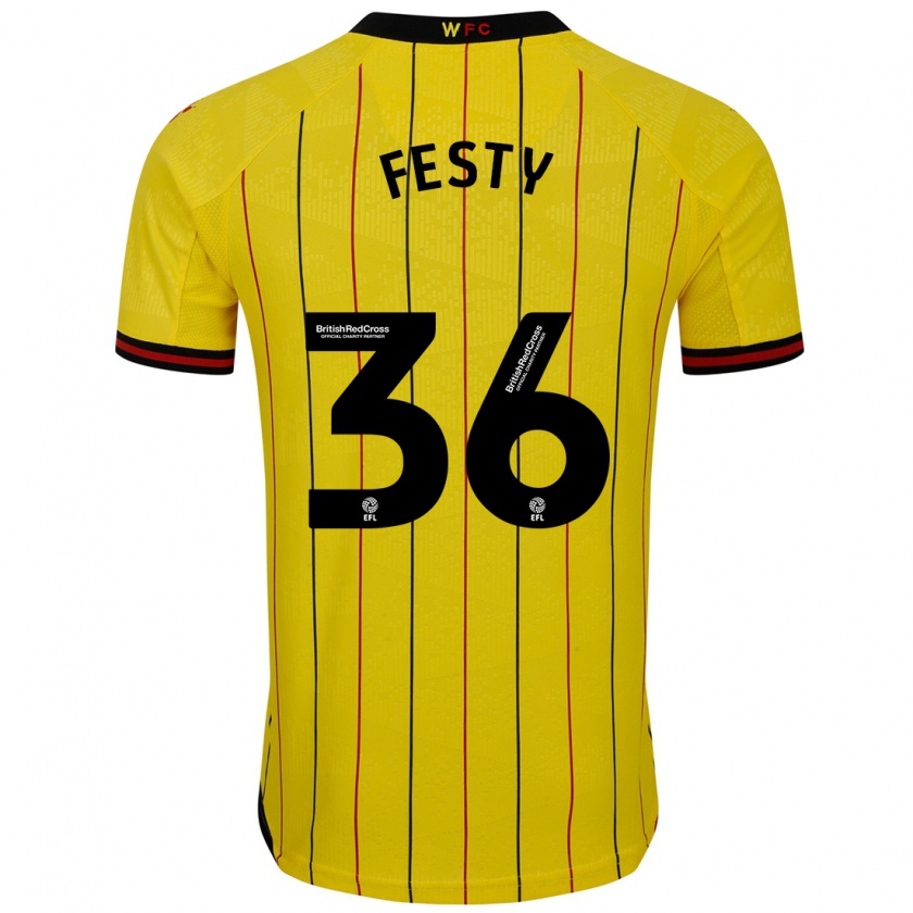 Kandiny Bambino Maglia Festy Ebosele #36 Giallo Nero Kit Gara Home 2024/25 Maglietta