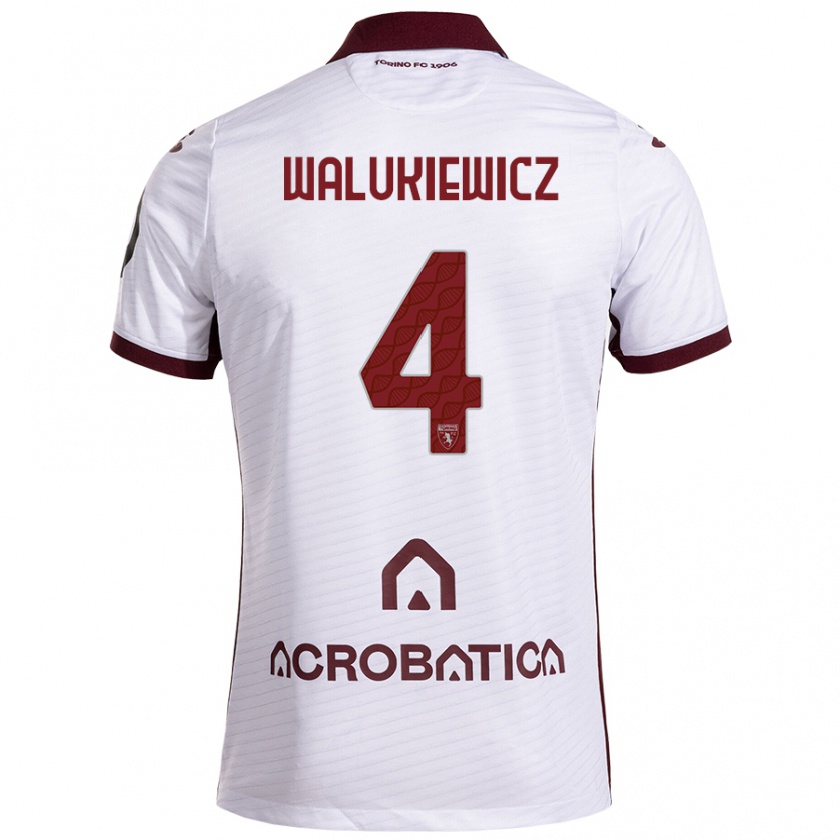 Kandiny Bambino Maglia Sebastian Walukiewicz #4 Bianco Marrone Kit Gara Away 2024/25 Maglietta