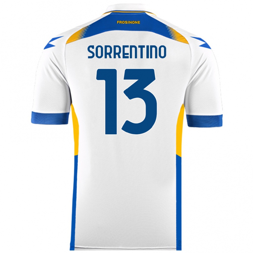 Kandiny Bambino Maglia Alessandro Sorrentino #13 Bianco Kit Gara Away 2024/25 Maglietta