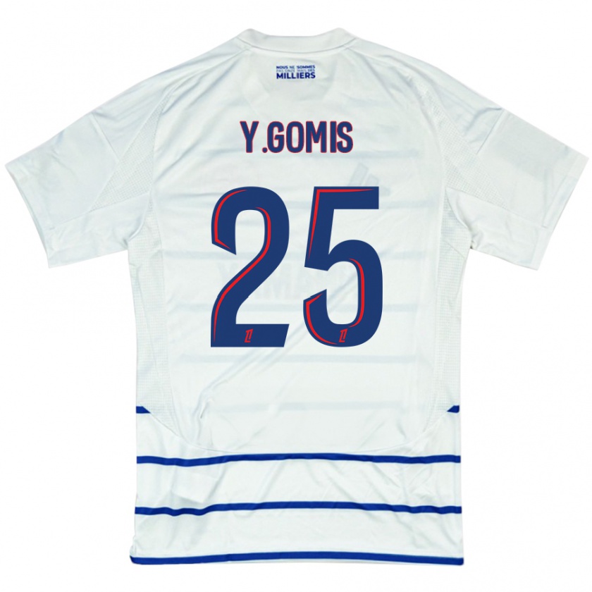 Kandiny Bambino Maglia Yoni Gomis #25 Bianco Blu Kit Gara Away 2024/25 Maglietta