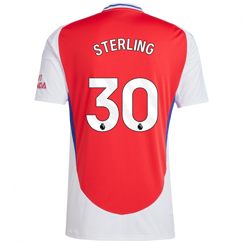 Kandiny Uomo Maglia Raheem Sterling #30 Rosso Bianco Kit Gara Home 2024/25 Maglietta