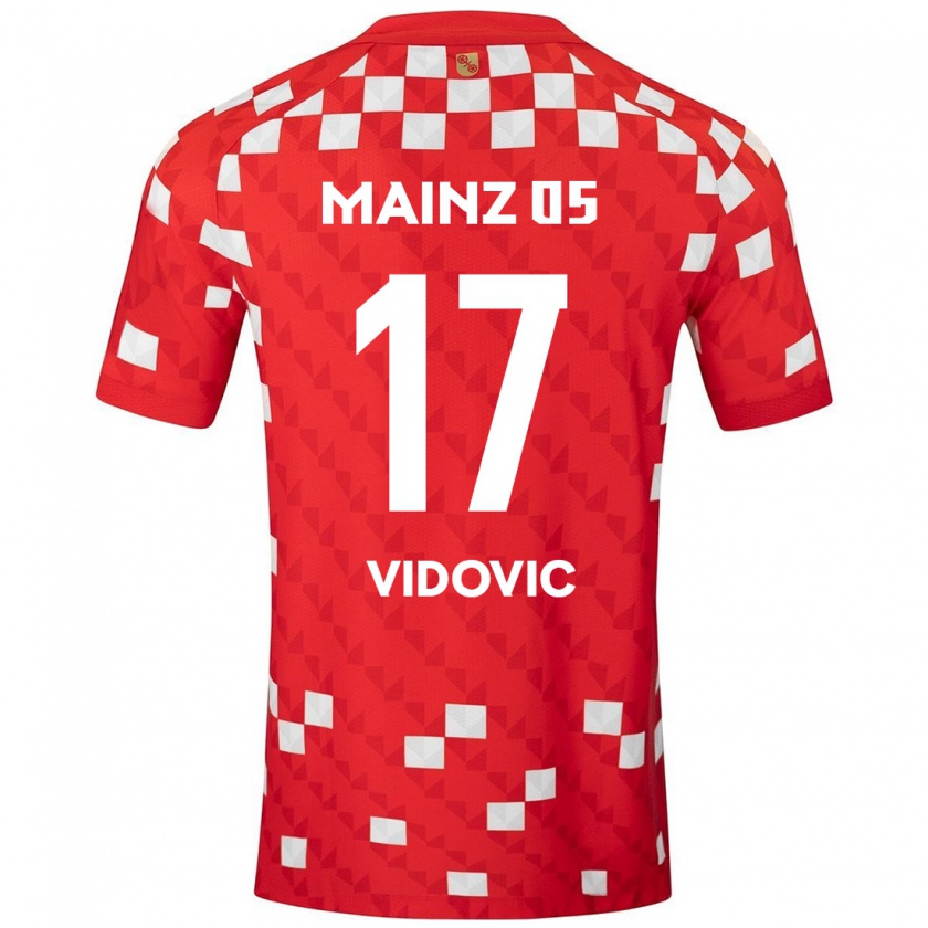 Kandiny Uomo Maglia Gabriel Vidovic #17 Bianco Rosso Kit Gara Home 2024/25 Maglietta