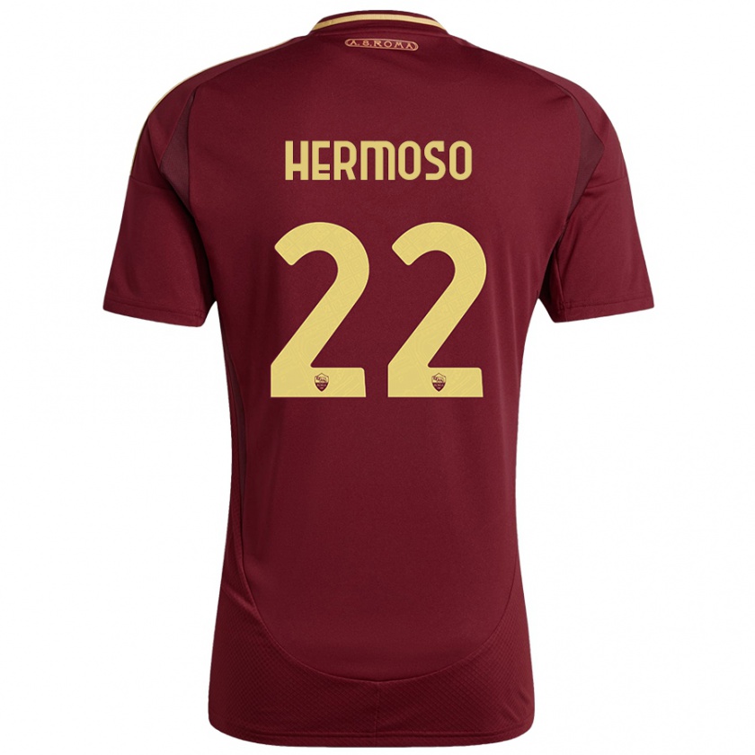 Kandiny Uomo Maglia Mario Hermoso #22 Rosso Marrone Oro Kit Gara Home 2024/25 Maglietta