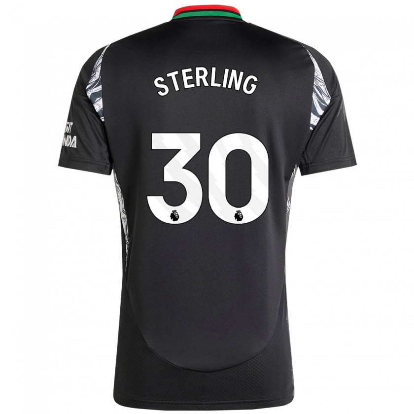 Kandiny Uomo Maglia Raheem Sterling #30 Nero Kit Gara Away 2024/25 Maglietta