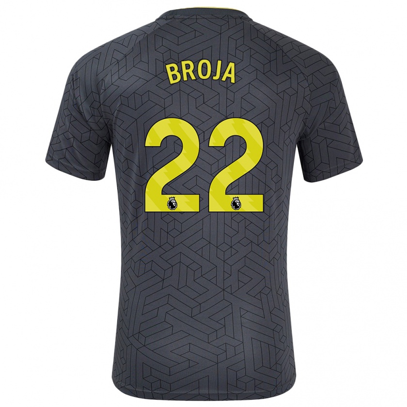 Kandiny Uomo Maglia Armando Broja #22 Nero Giallo Kit Gara Away 2024/25 Maglietta