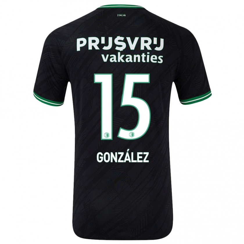 Kandiny Uomo Maglia Facundo González #15 Nero Verde Kit Gara Away 2024/25 Maglietta