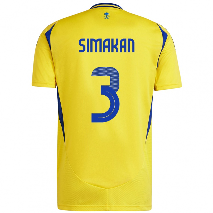 Kandiny Uomo Maglia Mohamed Simakan #3 Giallo Blu Kit Gara Home 2024/25 Maglietta