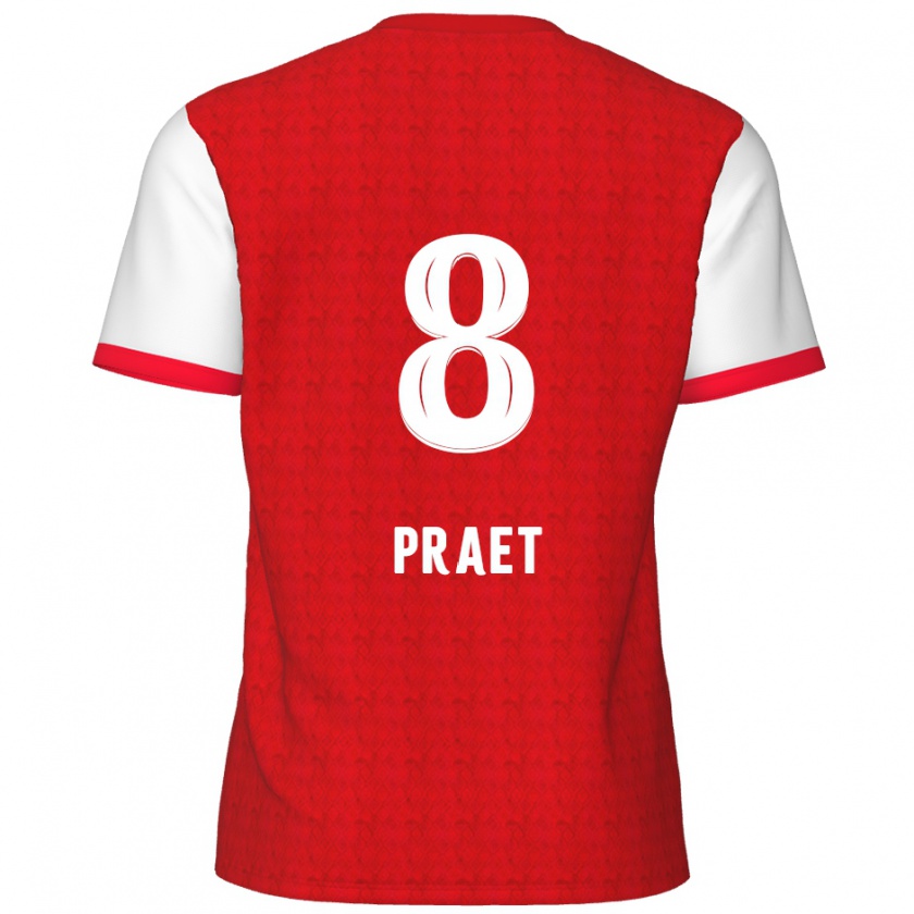 Kandiny Uomo Maglia Dennis Praet #8 Rosso Bianco Kit Gara Home 2024/25 Maglietta