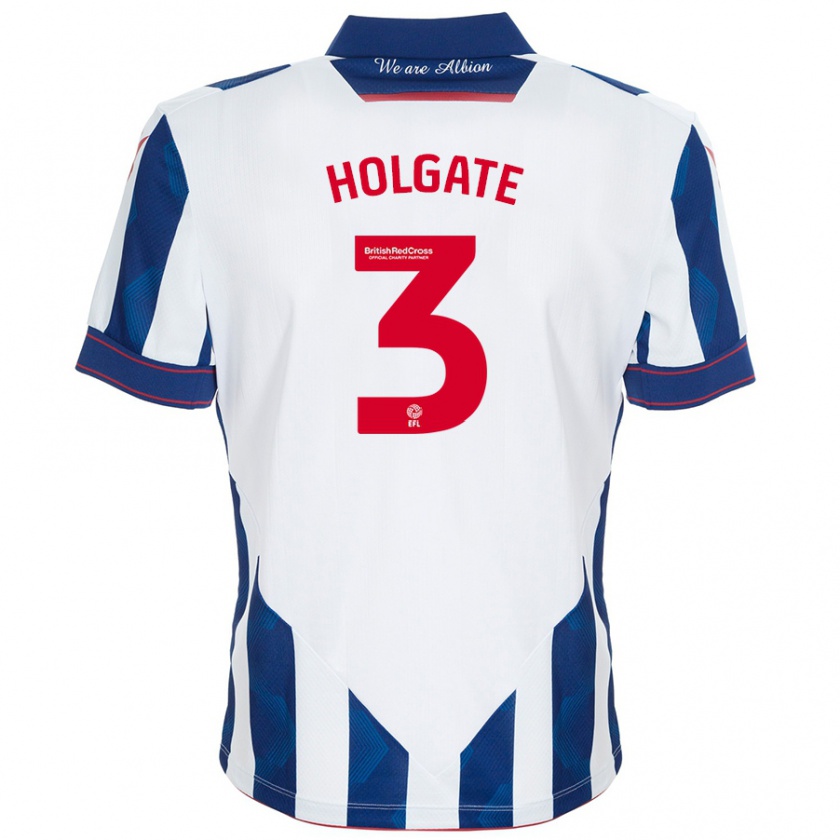 Kandiny Uomo Maglia Mason Holgate #3 Bianco Blu Scuro Kit Gara Home 2024/25 Maglietta