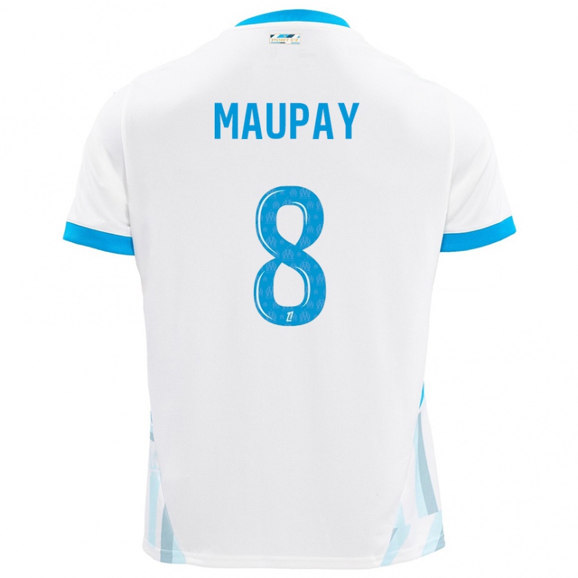 Kandiny Uomo Maglia Neal Maupay #8 Bianco Azzurro Kit Gara Home 2024/25 Maglietta