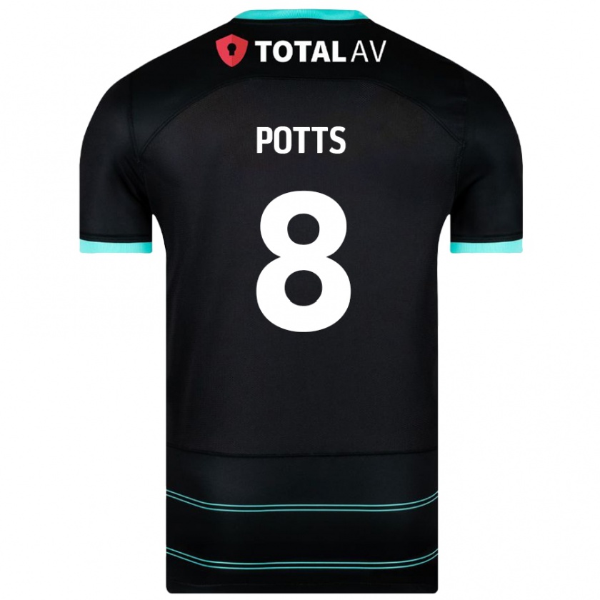 Kandiny Uomo Maglia Freddie Potts #8 Nero Kit Gara Away 2024/25 Maglietta