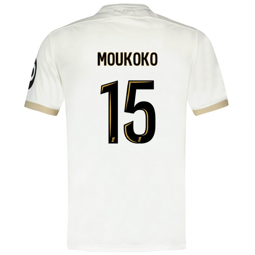 Kandiny Uomo Maglia Youssoufa Moukoko #15 Bianco Oro Kit Gara Away 2024/25 Maglietta