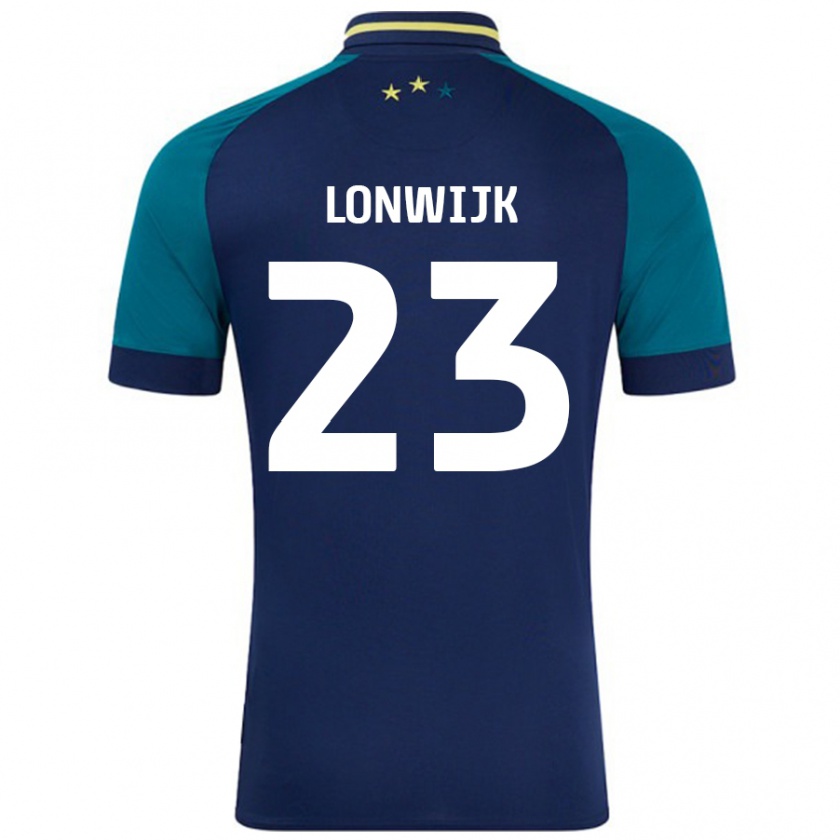 Kandiny Uomo Maglia Nigel Lonwijk #23 Blu Navy Verde Scuro Kit Gara Away 2024/25 Maglietta