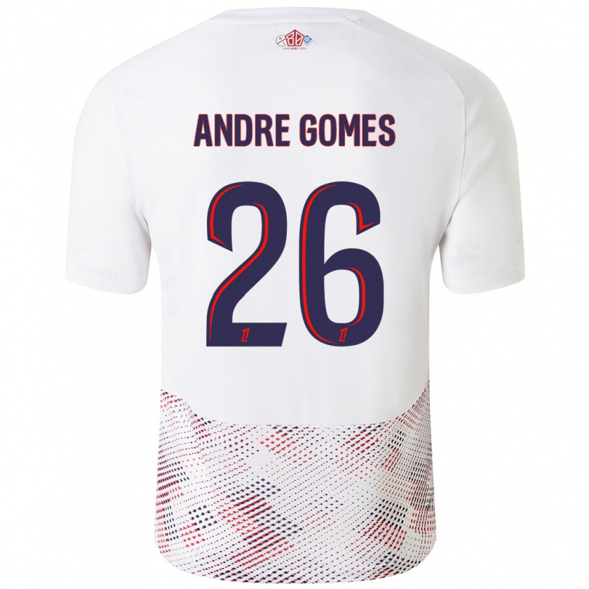 Kandiny Uomo Maglia André Gomes #26 Bianco Blu Reale Kit Gara Away 2024/25 Maglietta