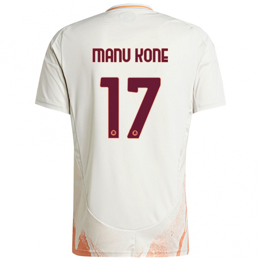 Kandiny Uomo Maglia Manu Koné #17 Crema Bianco Arancione Kit Gara Away 2024/25 Maglietta