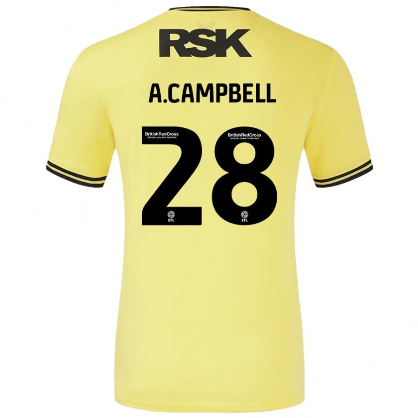 Kandiny Uomo Maglia Allan Campbell #28 Giallo Nero Kit Gara Away 2024/25 Maglietta