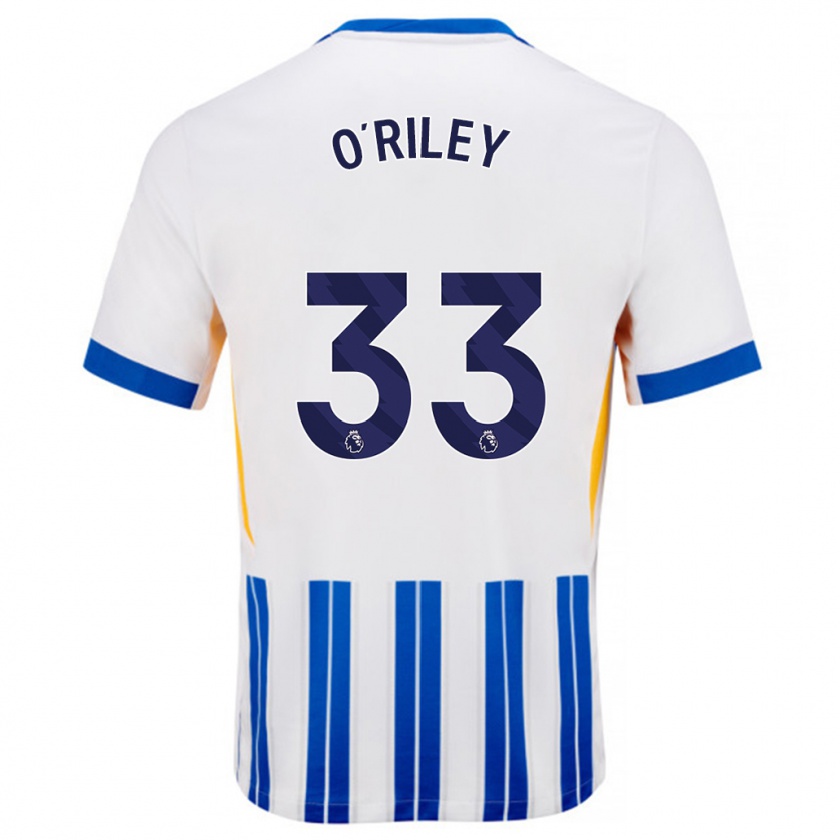 Kandiny Uomo Maglia Matt O'riley #33 Bianco Blu A Righe Kit Gara Home 2024/25 Maglietta