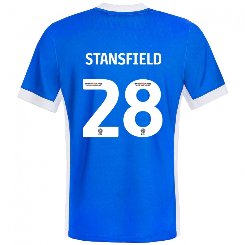 Kandiny Uomo Maglia Jay Stansfield #28 Blu Bianco Kit Gara Home 2024/25 Maglietta