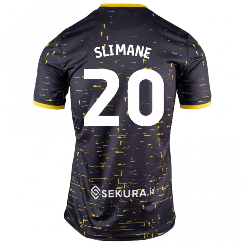 Kandiny Uomo Maglia Anis Slimane #20 Nero Giallo Kit Gara Away 2024/25 Maglietta