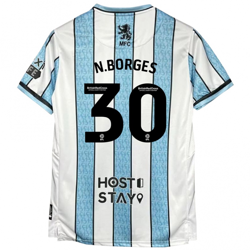 Kandiny Uomo Maglia Neto Borges #30 Bianco Blu Kit Gara Away 2024/25 Maglietta