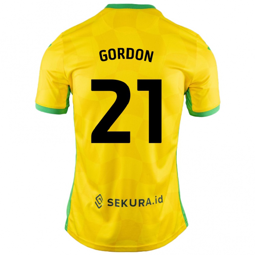 Kandiny Donna Maglia Kaide Gordon #21 Giallo Verde Kit Gara Home 2024/25 Maglietta