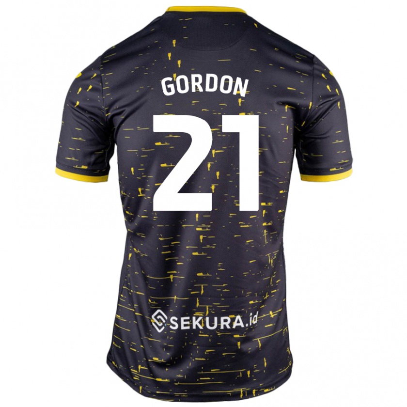 Kandiny Donna Maglia Kaide Gordon #21 Nero Giallo Kit Gara Away 2024/25 Maglietta