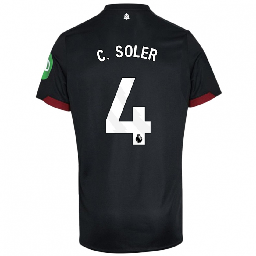 Kandiny Donna Maglia Carlos Soler #4 Nero Bianco Kit Gara Away 2024/25 Maglietta