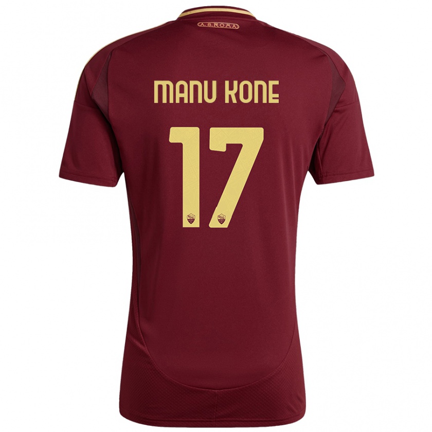 Kandiny Donna Maglia Manu Koné #17 Rosso Marrone Oro Kit Gara Home 2024/25 Maglietta