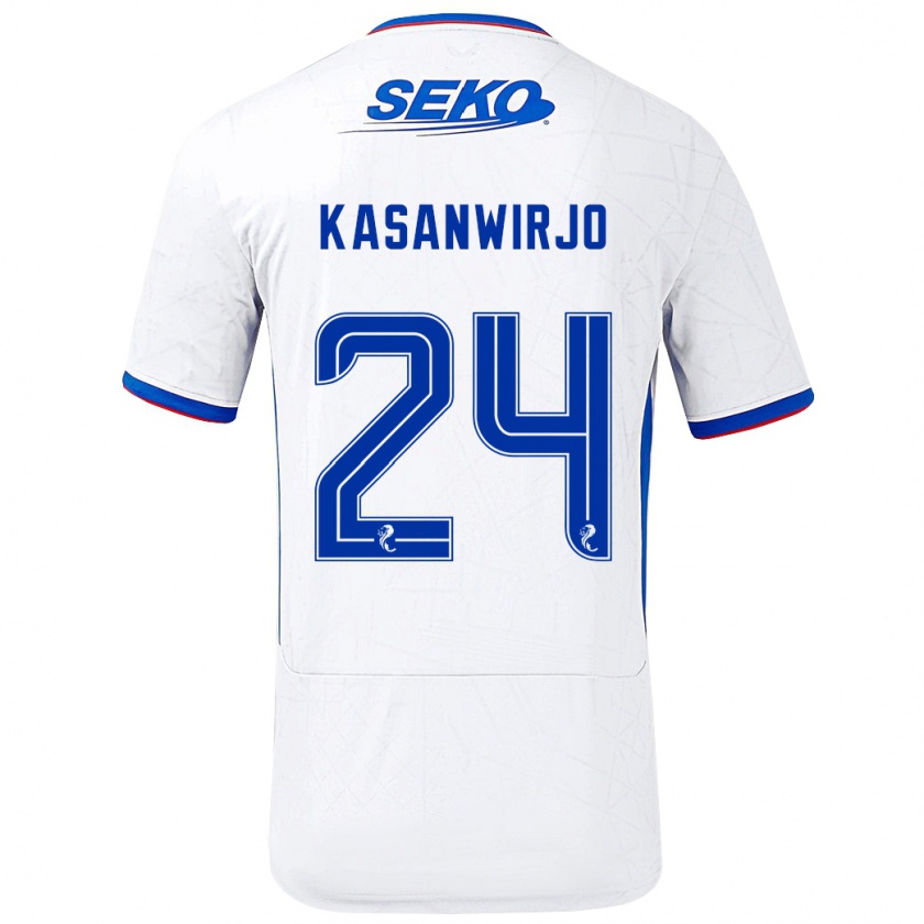 Kandiny Donna Maglia Neraysho Kasanwirjo #24 Bianco Blu Kit Gara Away 2024/25 Maglietta