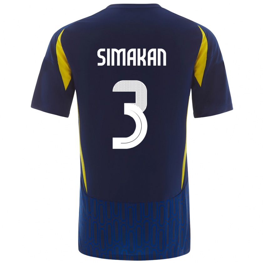 Kandiny Donna Maglia Mohamed Simakan #3 Blu Giallo Kit Gara Away 2024/25 Maglietta