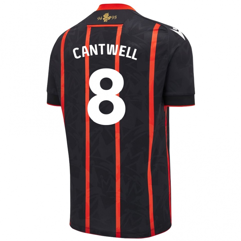 Kandiny Donna Maglia Todd Cantwell #8 Nero Rosso Kit Gara Away 2024/25 Maglietta