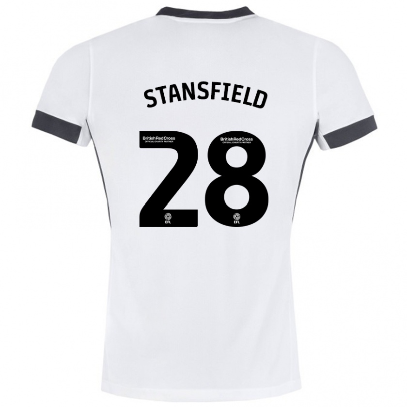 Kandiny Donna Maglia Jay Stansfield #28 Bianco Nero Kit Gara Away 2024/25 Maglietta